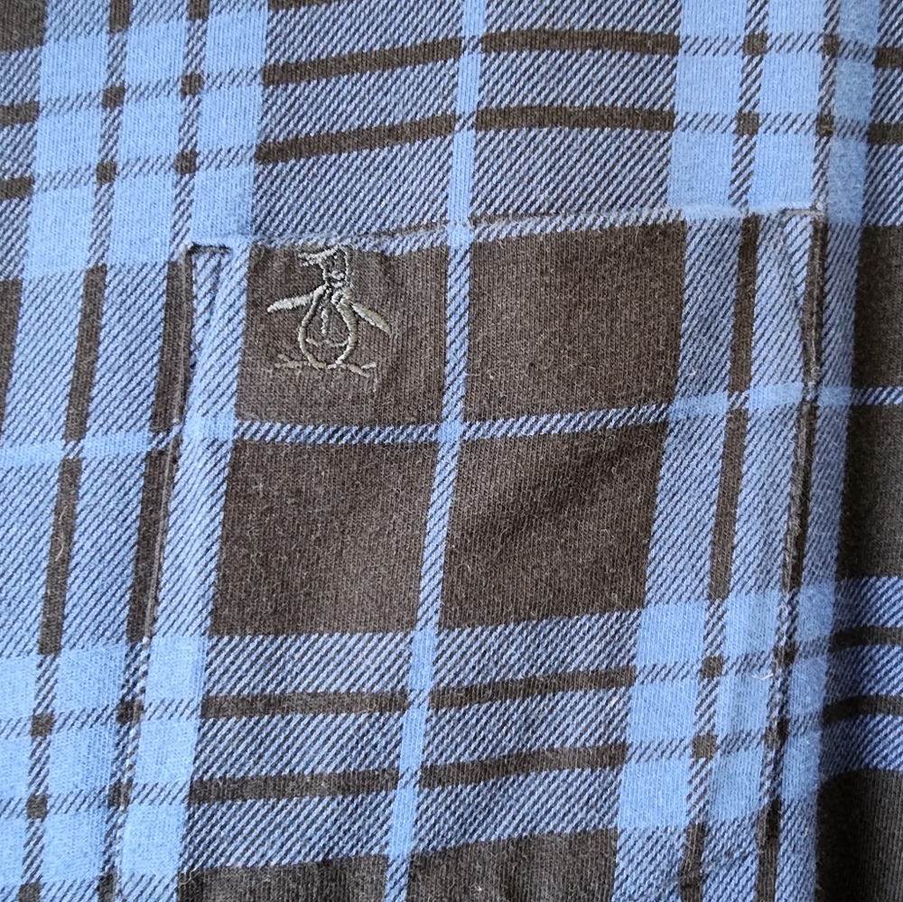 Penguin men's blue and white plaid men's shirt. - Picture 6 of 8